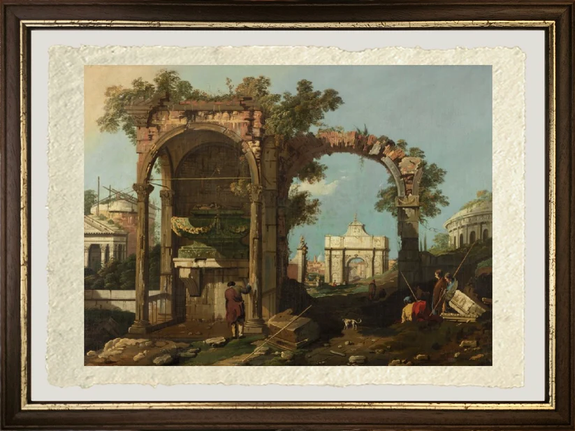 Rovine e figure, periferia di Roma vicino alla Tomba di Cecilia Metella