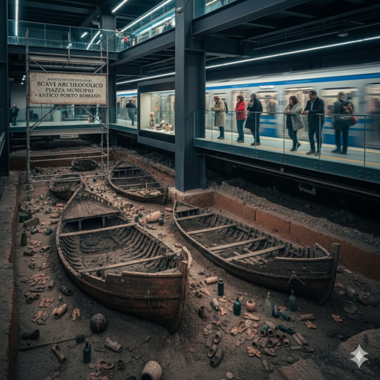 Napoli: scoperto l’antico porto romano in Piazza Municipio