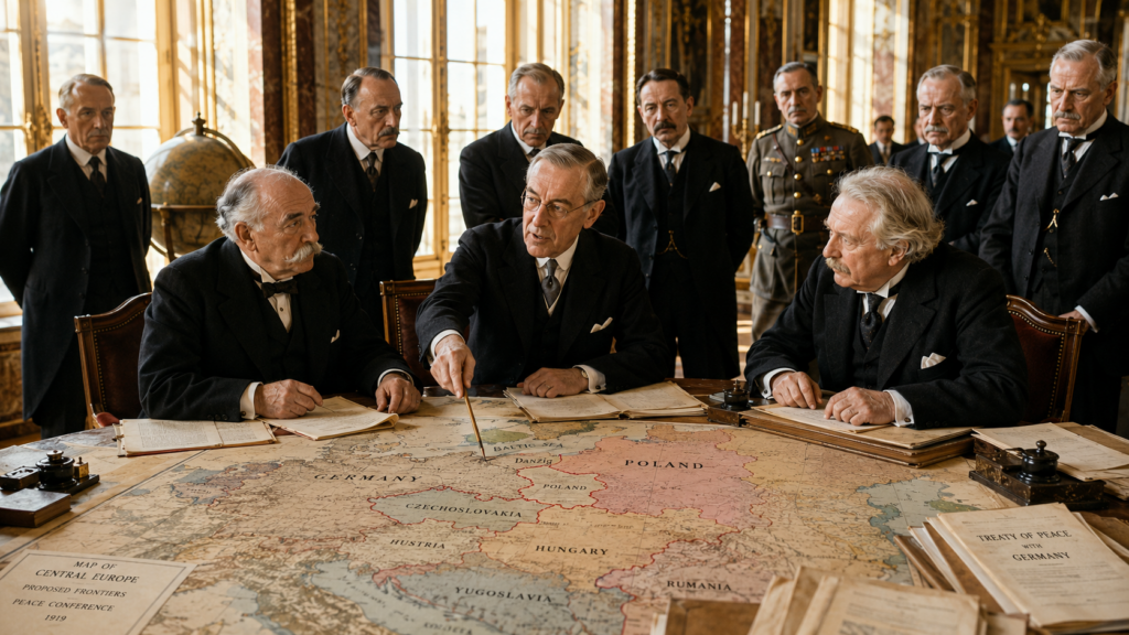 Wilson parla di autodeterminazione la mappa dice altro - Scripta Manent Italia Delegati alla conferenza di pace 1919 ridisegnano i confini dell'Europa centrale