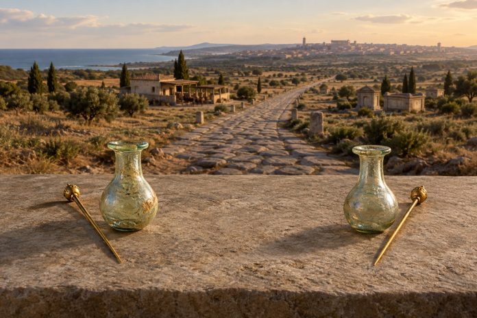 Ricostruzione editoriale delle due sepolture tardo-romane collegate dal DNA antico in Hispania