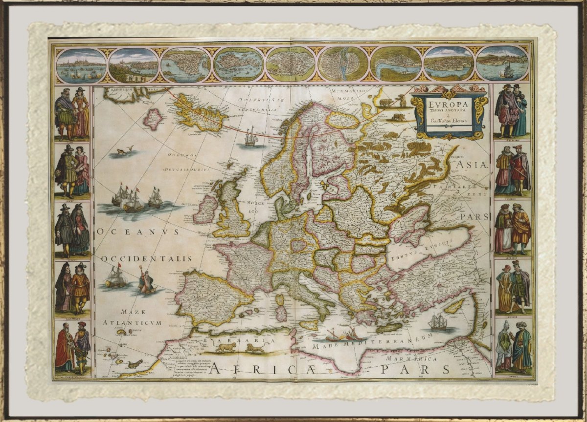 Stampa d'arte della mappa dell'Europa di Willem Blaeu, Trizio Editore